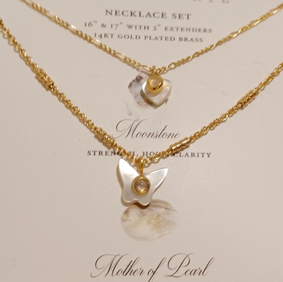 2 Luna Norte Gold plated Necklaces With 14kt gold plated 16” and 17” chains w/ - Picture 8 of 10